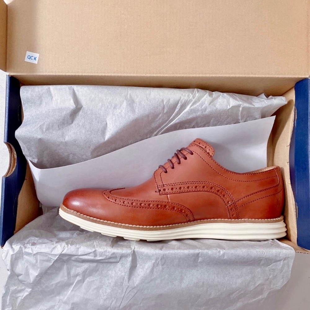 Cole Haan Original Grand Wingtip Oxford Shoes In Woodbury/Ivory NWT - Picture 13 of 13
